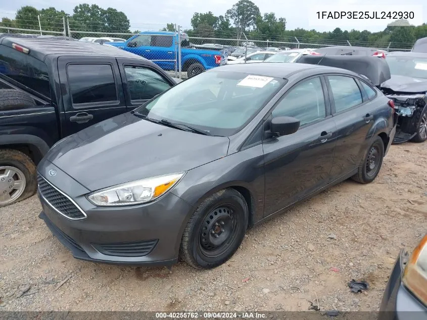 2018 Ford Focus S VIN: 1FADP3E25JL242930 Lot: 40255762