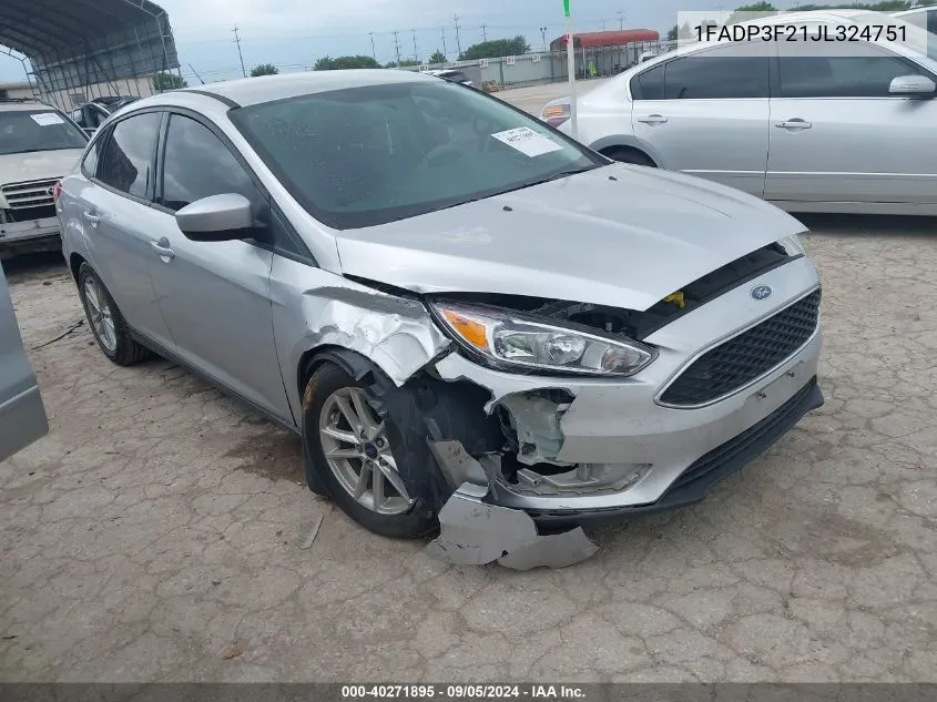 2018 Ford Focus Se VIN: 1FADP3F21JL324751 Lot: 40271895