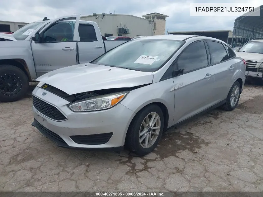 2018 Ford Focus Se VIN: 1FADP3F21JL324751 Lot: 40271895