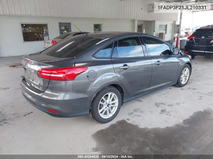 2018 Ford Focus Se VIN: 1FADP3F21JL210331 Lot: 40284928