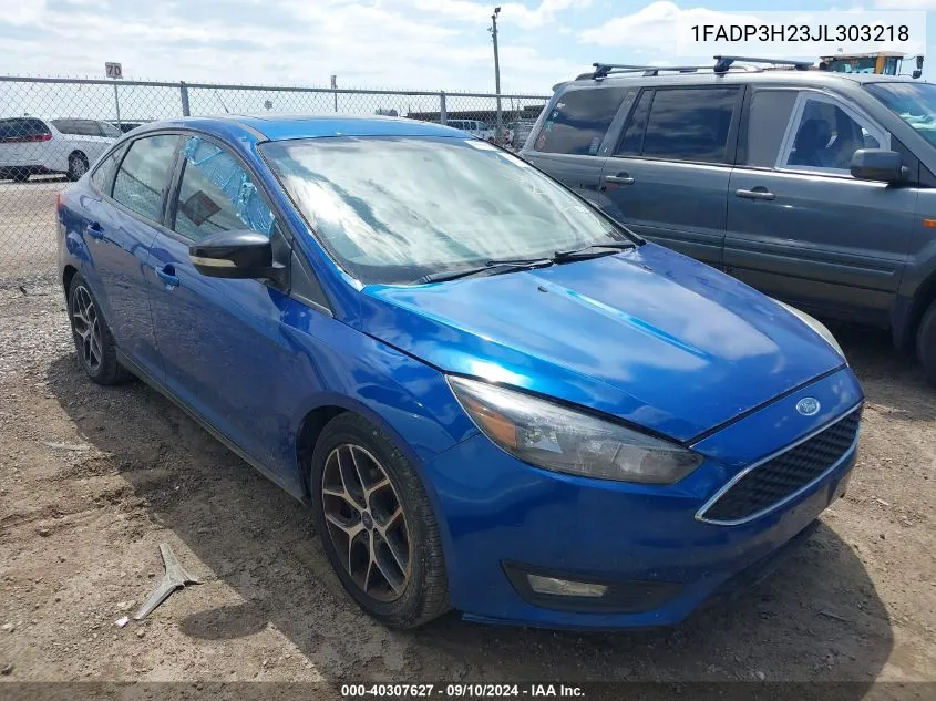 2018 Ford Focus Sel VIN: 1FADP3H23JL303218 Lot: 40307627