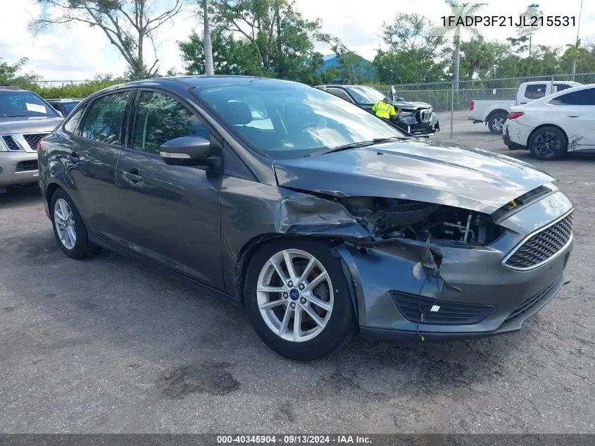 2018 Ford Focus Se VIN: 1FADP3F21JL215531 Lot: 40345904