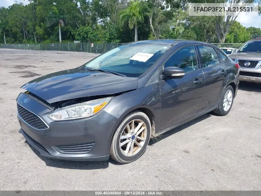 2018 Ford Focus Se VIN: 1FADP3F21JL215531 Lot: 40345904