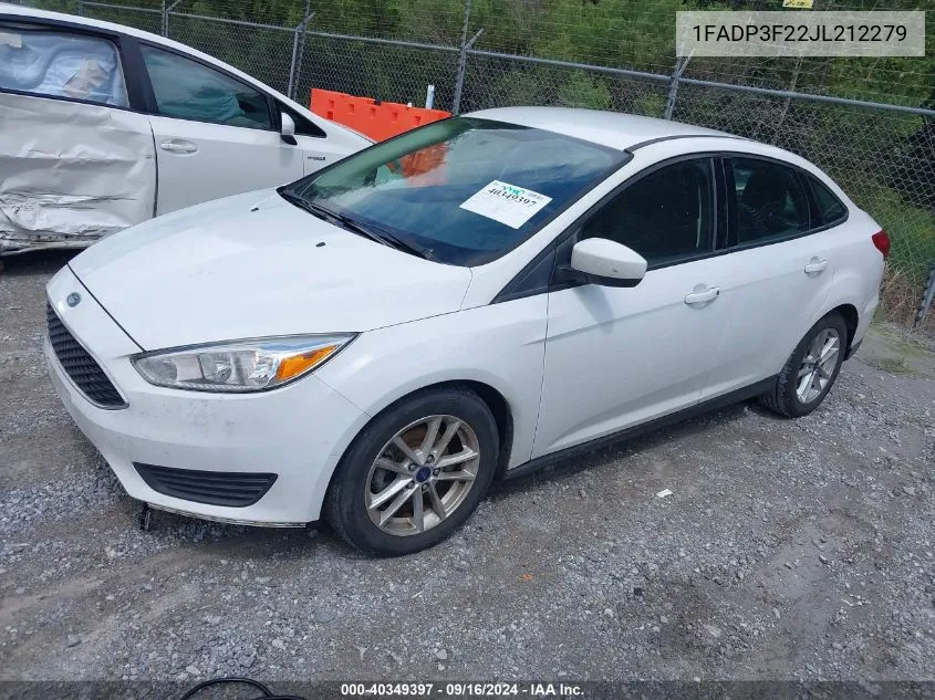 2018 Ford Focus Se VIN: 1FADP3F22JL212279 Lot: 40349397