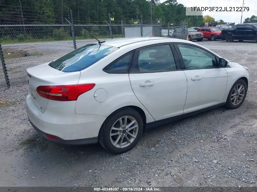 2018 Ford Focus Se VIN: 1FADP3F22JL212279 Lot: 40349397