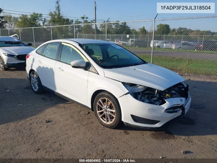 2018 Ford Focus Se VIN: 1FADP3F29JL318504 Lot: 40504902