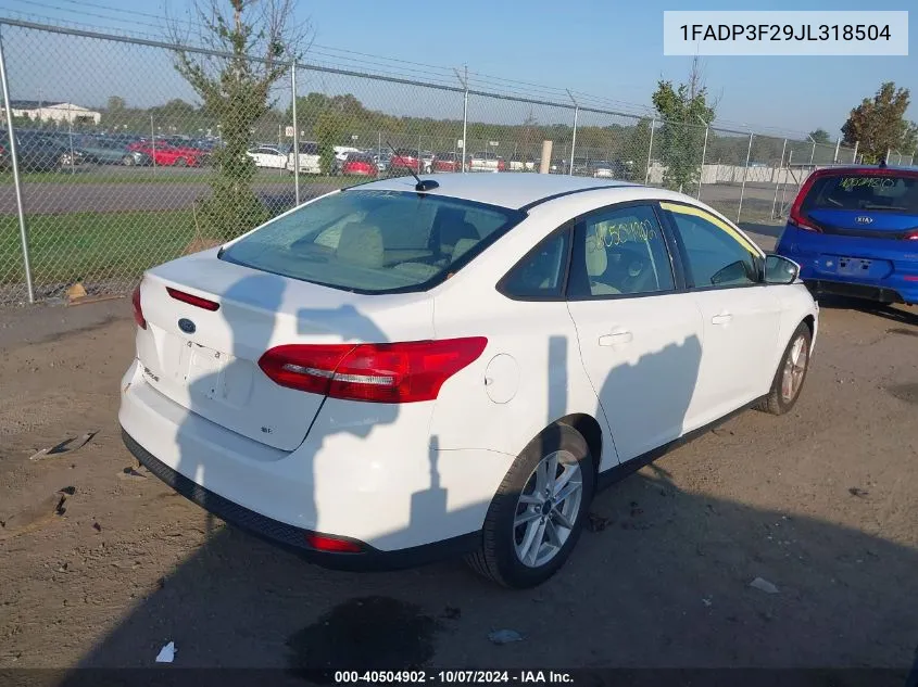 2018 Ford Focus Se VIN: 1FADP3F29JL318504 Lot: 40504902