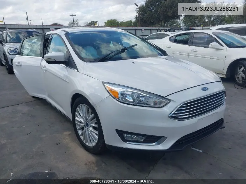 2018 Ford Focus Titanium VIN: 1FADP3J23JL288231 Lot: 40728341