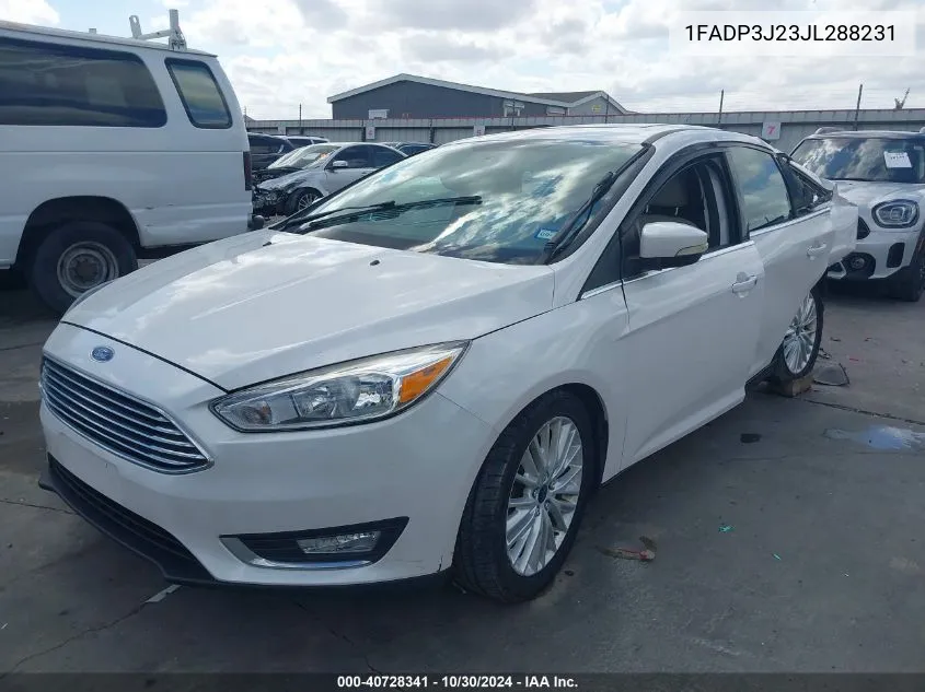 2018 Ford Focus Titanium VIN: 1FADP3J23JL288231 Lot: 40728341