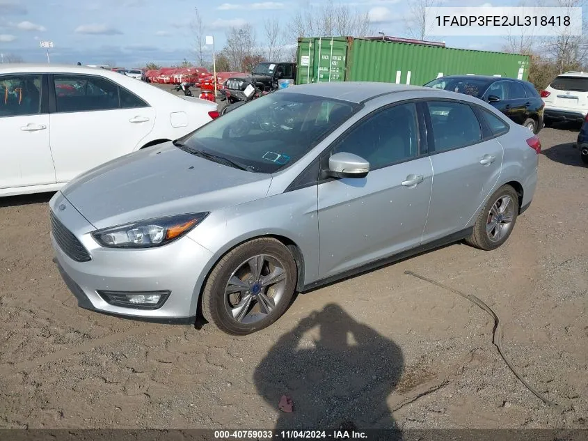 2018 Ford Focus Se VIN: 1FADP3FE2JL318418 Lot: 40759033