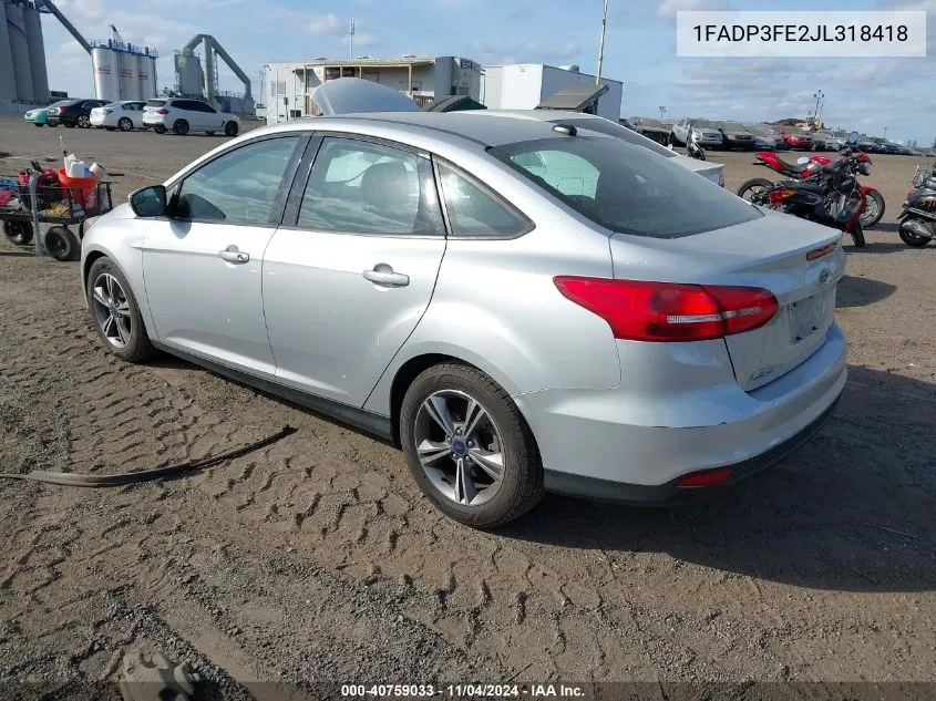 2018 Ford Focus Se VIN: 1FADP3FE2JL318418 Lot: 40759033