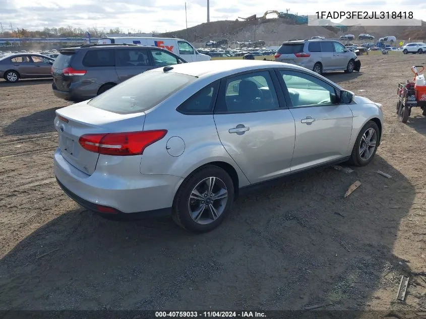 2018 Ford Focus Se VIN: 1FADP3FE2JL318418 Lot: 40759033