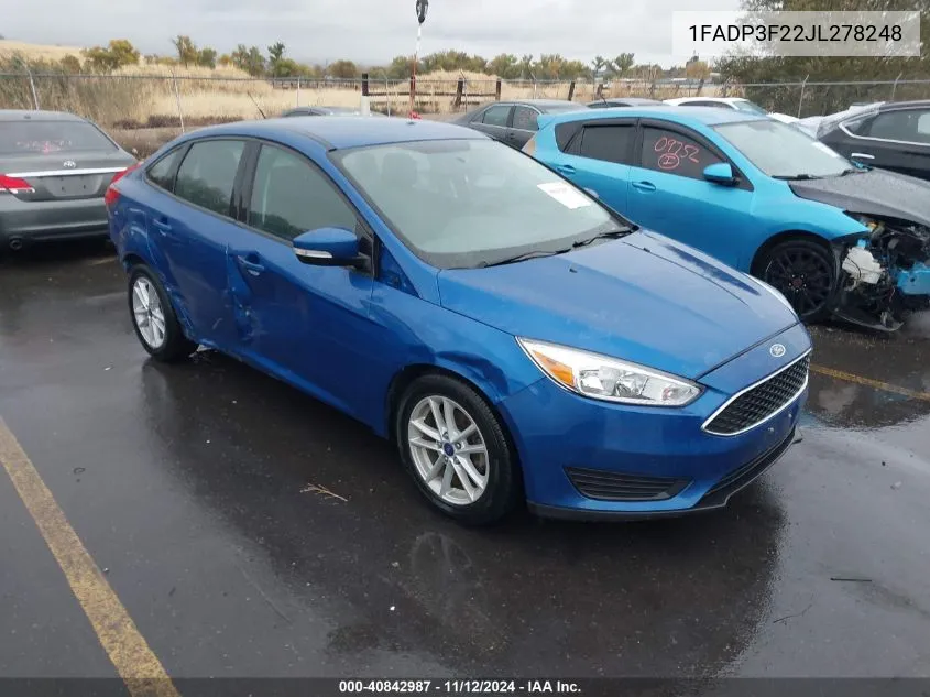 2018 Ford Focus Se VIN: 1FADP3F22JL278248 Lot: 40842987