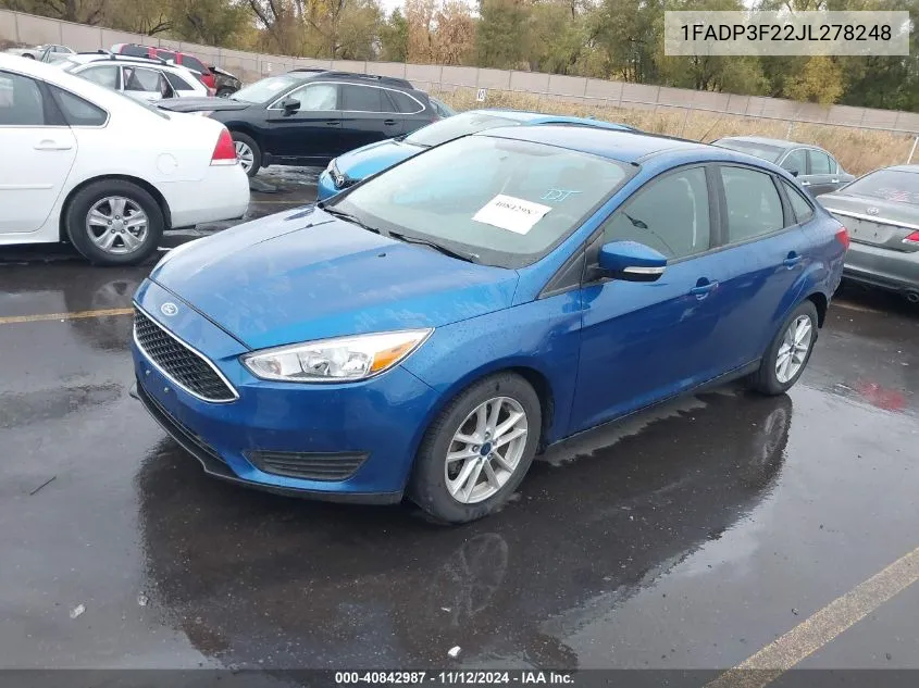 2018 Ford Focus Se VIN: 1FADP3F22JL278248 Lot: 40842987