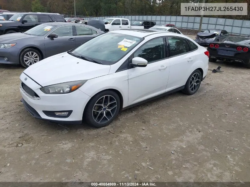 2018 Ford Focus Sel VIN: 1FADP3H27JL265430 Lot: 40854989