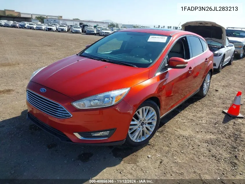 2018 Ford Focus Titanium VIN: 1FADP3N26JL283213 Lot: 40855365