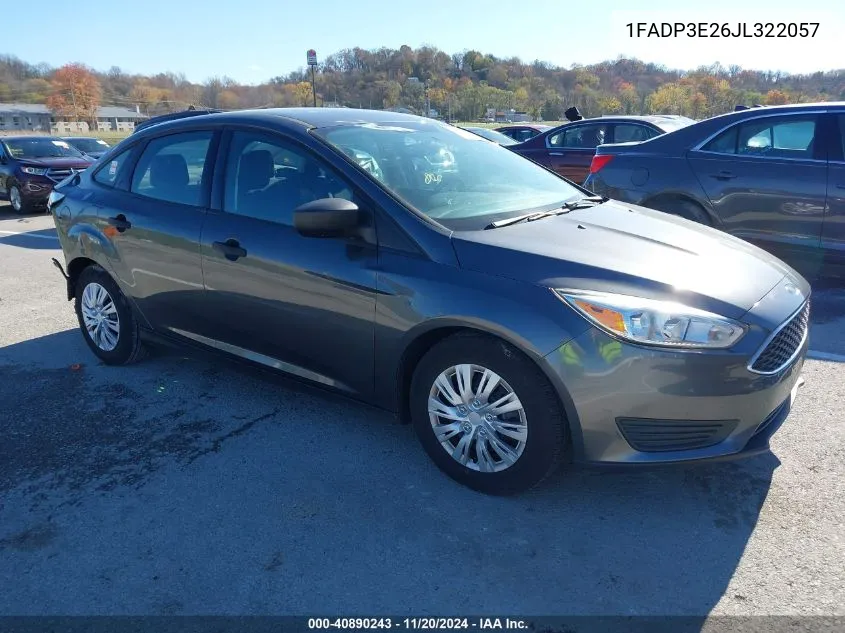 2018 Ford Focus S VIN: 1FADP3E26JL322057 Lot: 40890243