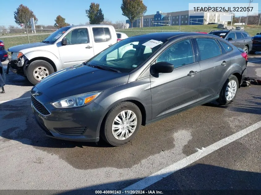 2018 Ford Focus S VIN: 1FADP3E26JL322057 Lot: 40890243