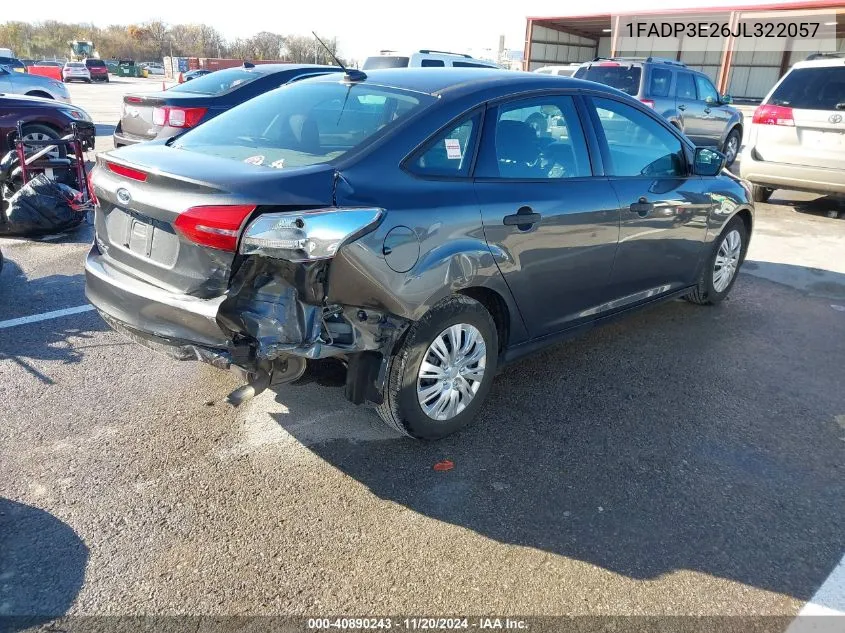 2018 Ford Focus S VIN: 1FADP3E26JL322057 Lot: 40890243