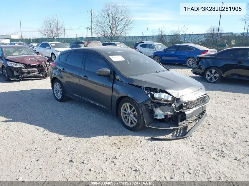 2018 Ford Focus Se VIN: 1FADP3K28JL281905 Lot: 40894095