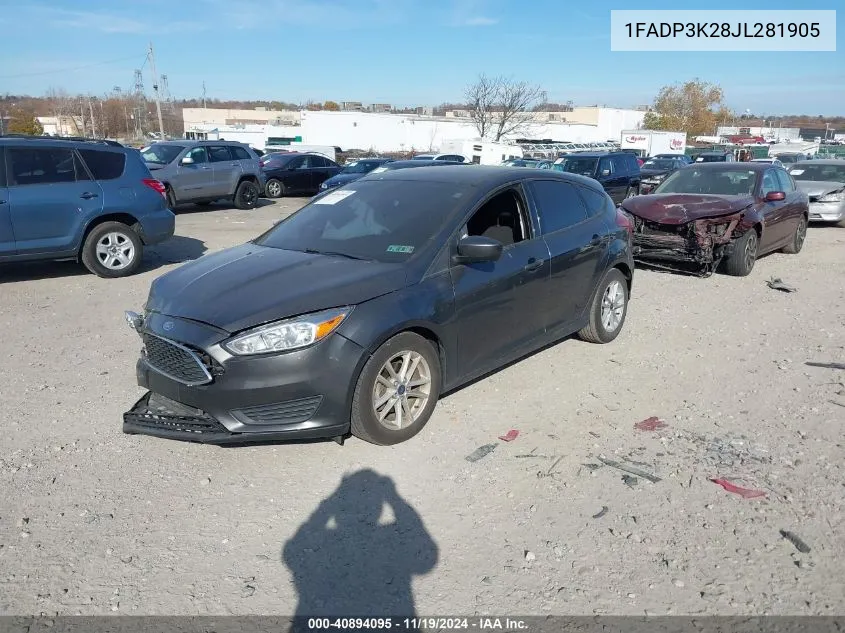 2018 Ford Focus Se VIN: 1FADP3K28JL281905 Lot: 40894095