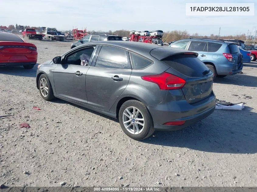 2018 Ford Focus Se VIN: 1FADP3K28JL281905 Lot: 40894095