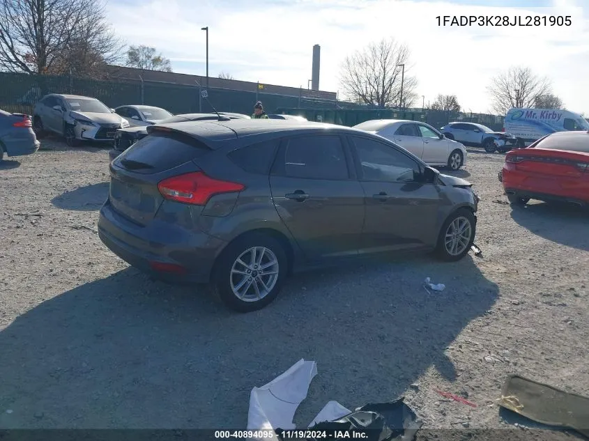 2018 Ford Focus Se VIN: 1FADP3K28JL281905 Lot: 40894095