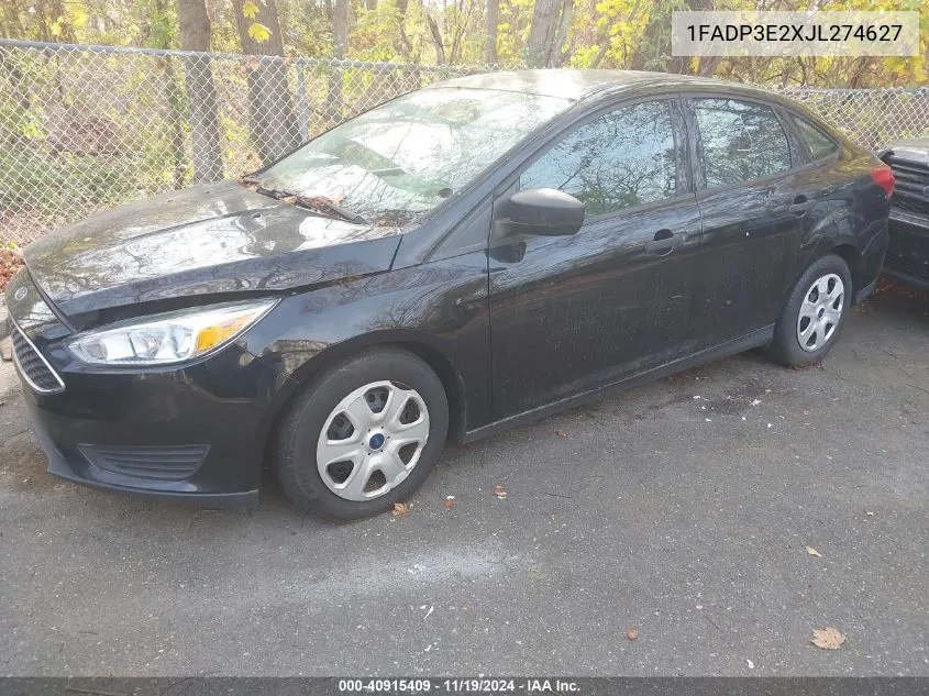 2018 Ford Focus S VIN: 1FADP3E2XJL274627 Lot: 40915409