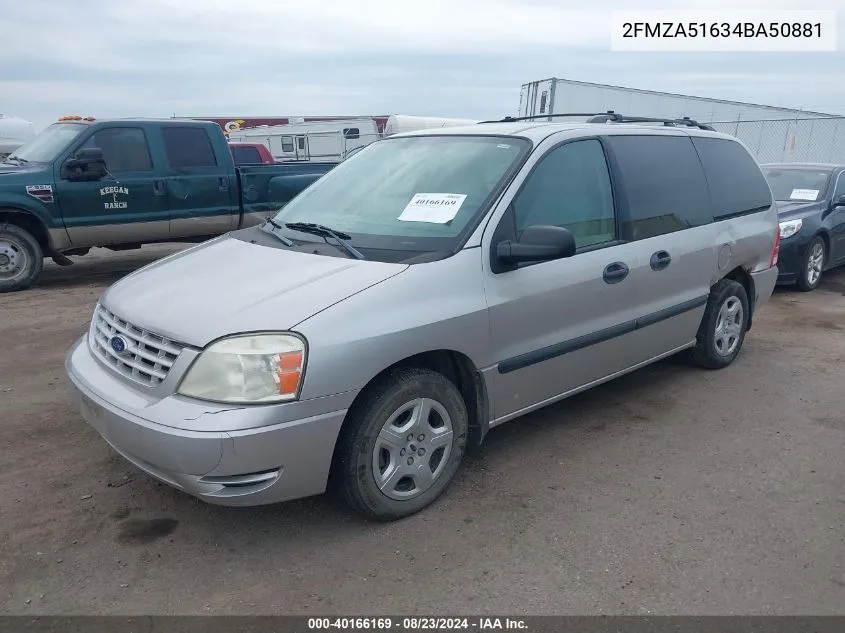 2004 Ford Freestar Se VIN: 2FMZA51634BA50881 Lot: 40166169