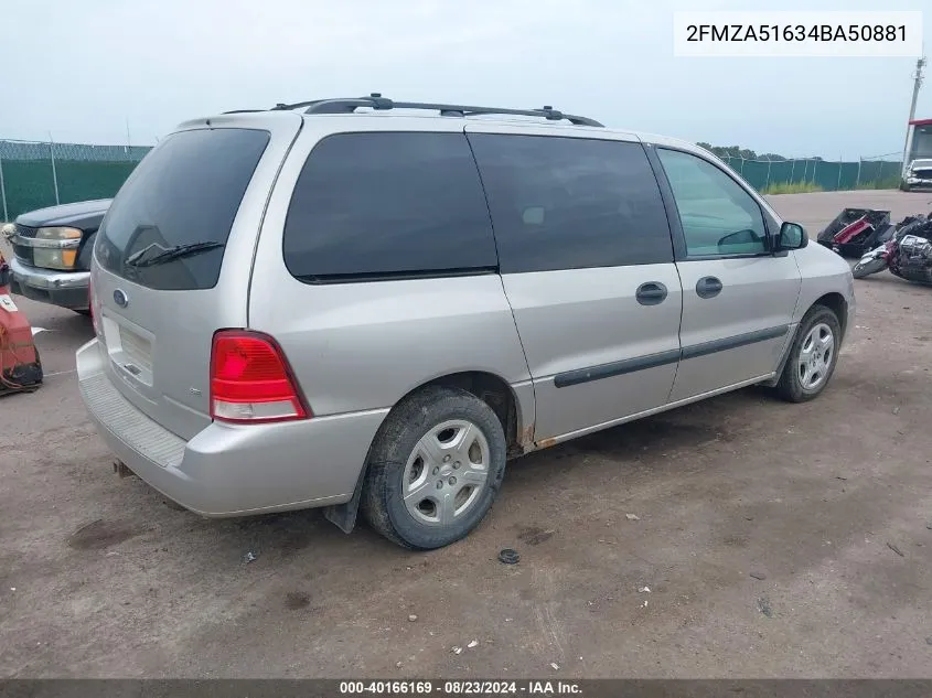 2004 Ford Freestar Se VIN: 2FMZA51634BA50881 Lot: 40166169