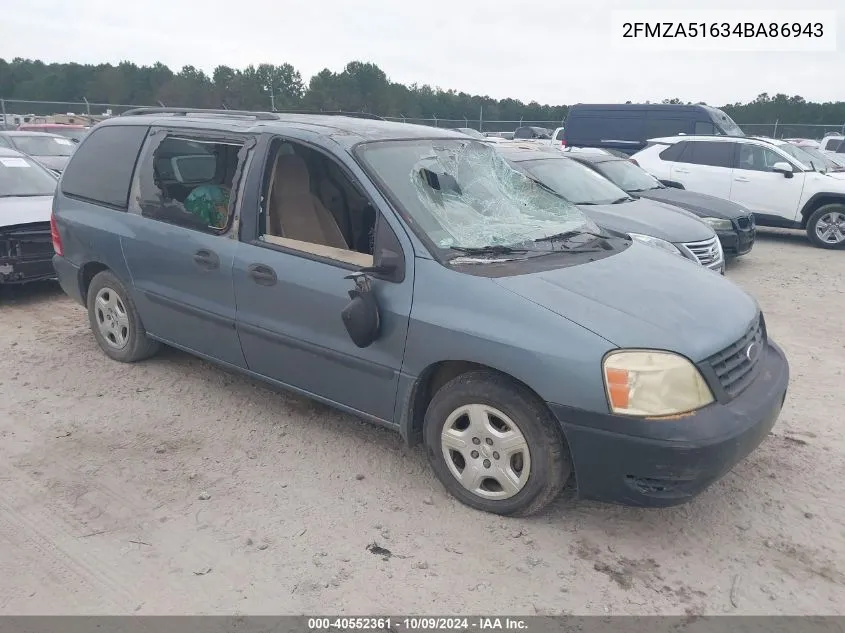 2004 Ford Freestar Se VIN: 2FMZA51634BA86943 Lot: 40552361