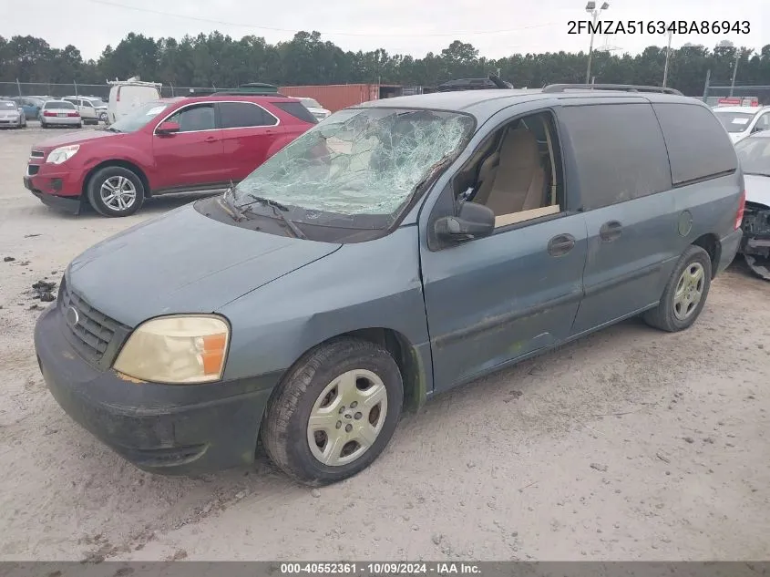 2004 Ford Freestar Se VIN: 2FMZA51634BA86943 Lot: 40552361