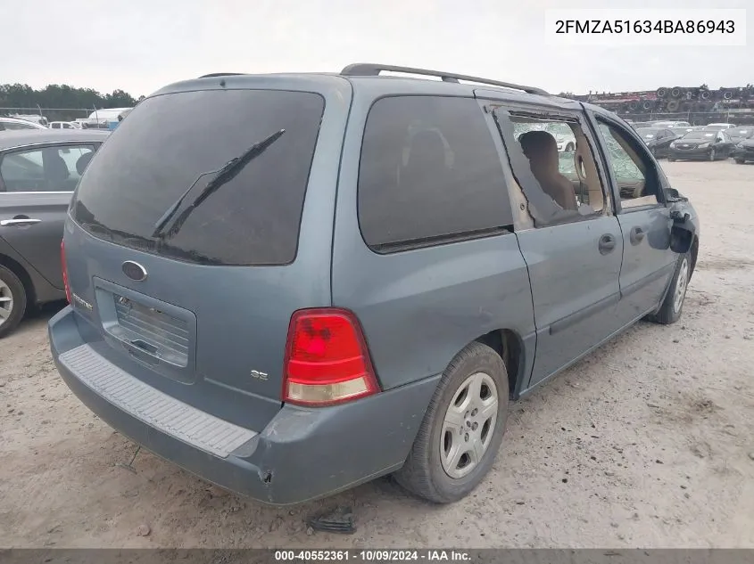 2004 Ford Freestar Se VIN: 2FMZA51634BA86943 Lot: 40552361