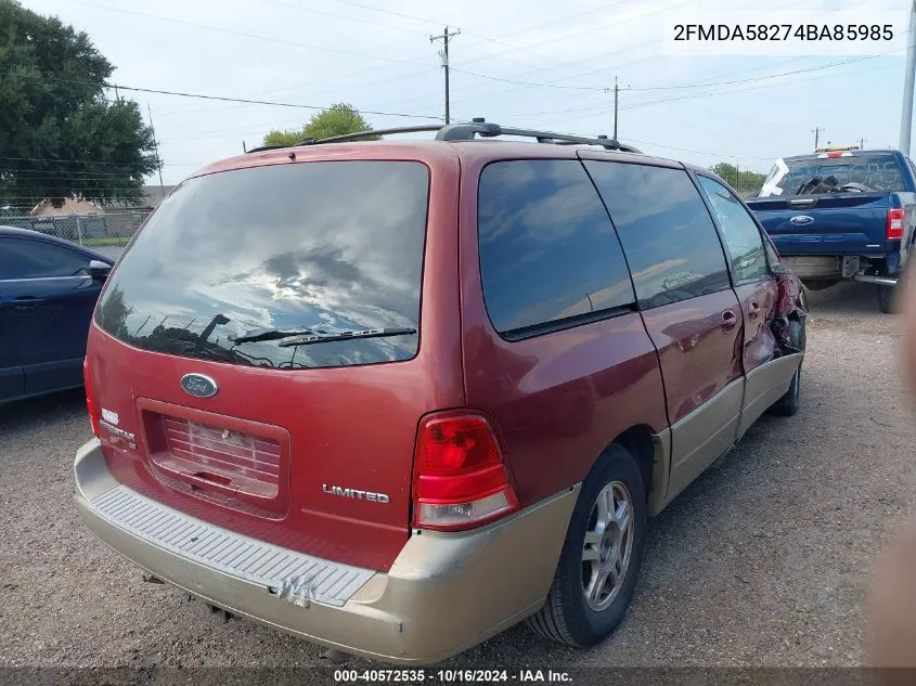 2004 Ford Freestar Limited VIN: 2FMDA58274BA85985 Lot: 40572535