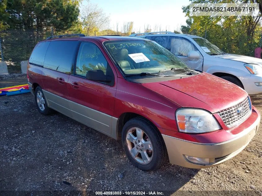 2004 Ford Freestar Limited VIN: 2FMDA58214BA67191 Lot: 40593803