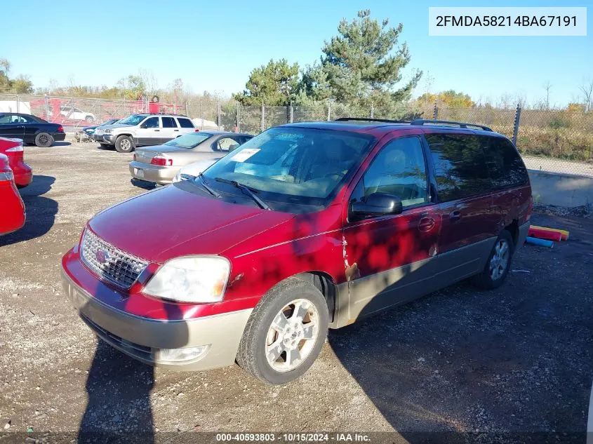 2004 Ford Freestar Limited VIN: 2FMDA58214BA67191 Lot: 40593803