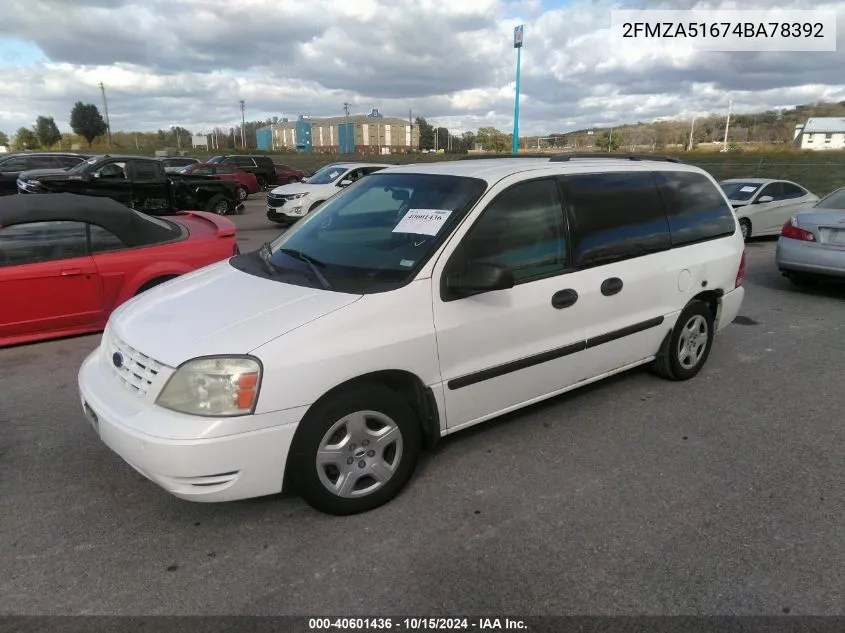 2004 Ford Freestar Se VIN: 2FMZA51674BA78392 Lot: 40601436