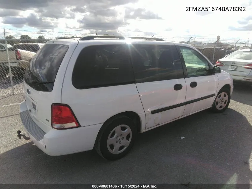 2004 Ford Freestar Se VIN: 2FMZA51674BA78392 Lot: 40601436