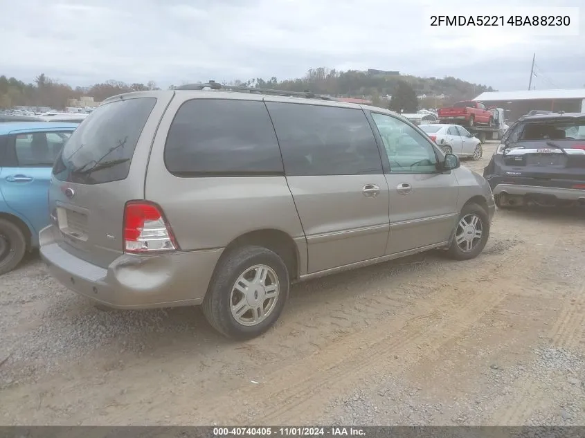 2004 Ford Freestar Sel VIN: 2FMDA52214BA88230 Lot: 40740405