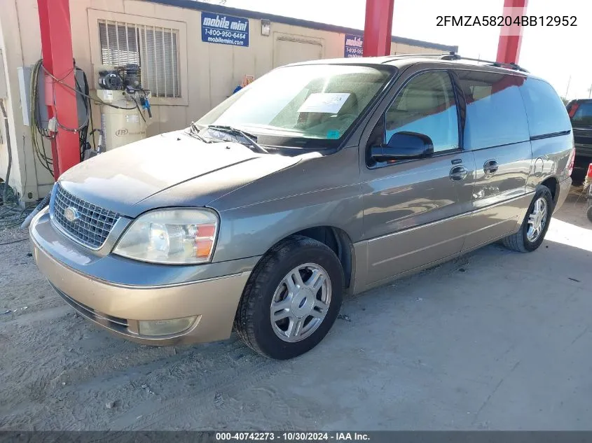 2004 Ford Freestar Limited VIN: 2FMZA58204BB12952 Lot: 40742273