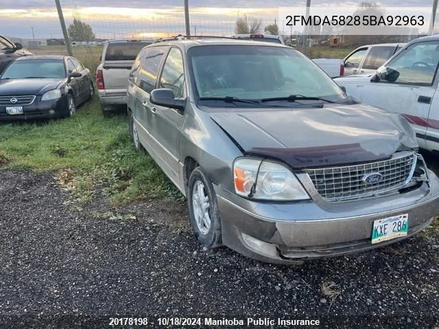 2005 Ford Freestar Limited VIN: 2FMDA58285BA92963 Lot: 20178198