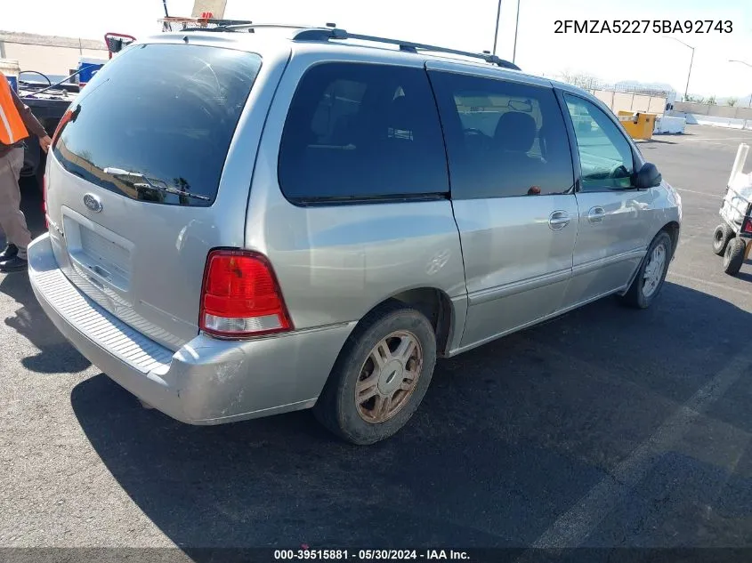 2005 Ford Freestar Sel VIN: 2FMZA52275BA92743 Lot: 39515881