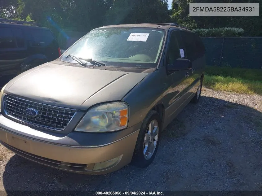 2005 Ford Freestar Limited VIN: 2FMDA58225BA34931 Lot: 40265058