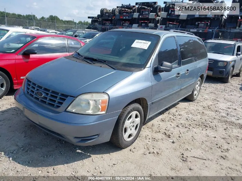 2005 Ford Freestar Se VIN: 2FMZA51645BA36800 Lot: 40407891