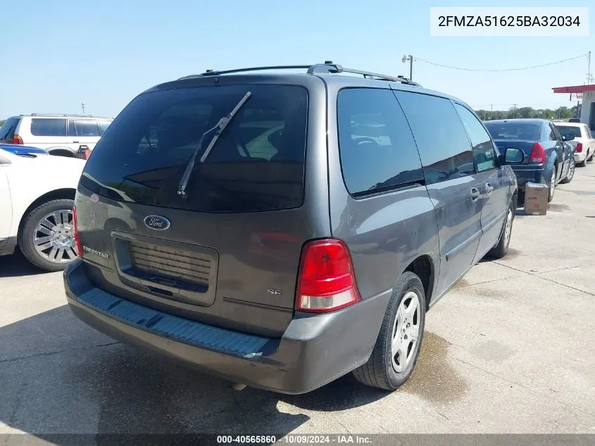 2005 Ford Freestar Se VIN: 2FMZA51625BA32034 Lot: 40565860