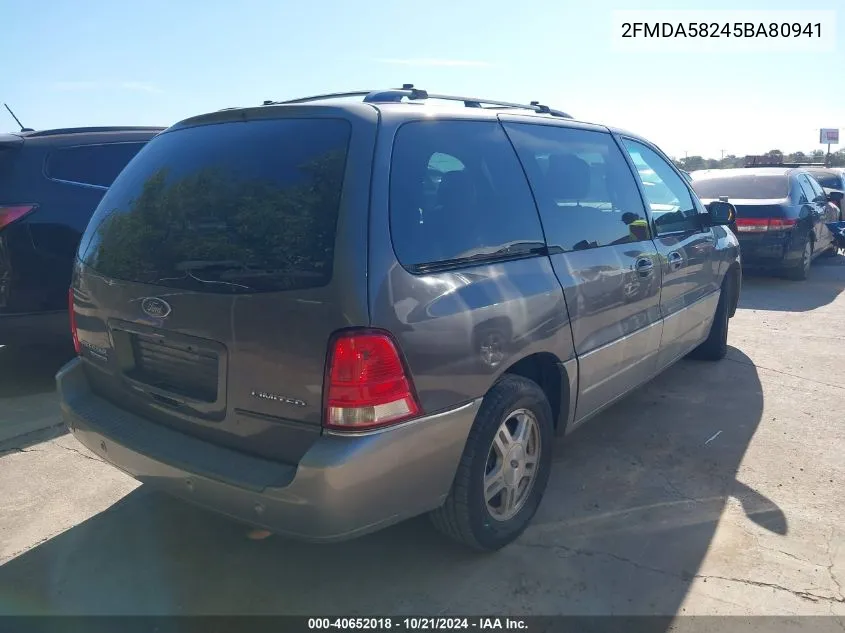 2005 Ford Freestar Limited VIN: 2FMDA58245BA80941 Lot: 40652018