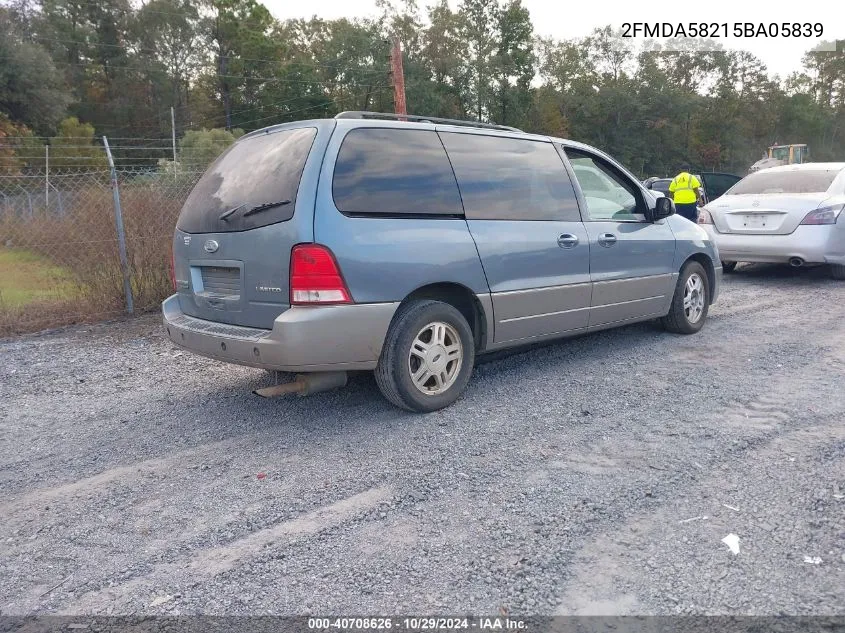 2005 Ford Freestar Limited VIN: 2FMDA58215BA05839 Lot: 40708626