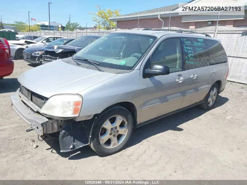 2006 Ford Freestar Sport VIN: 2FMZA57206BA27193 Lot: 12020348