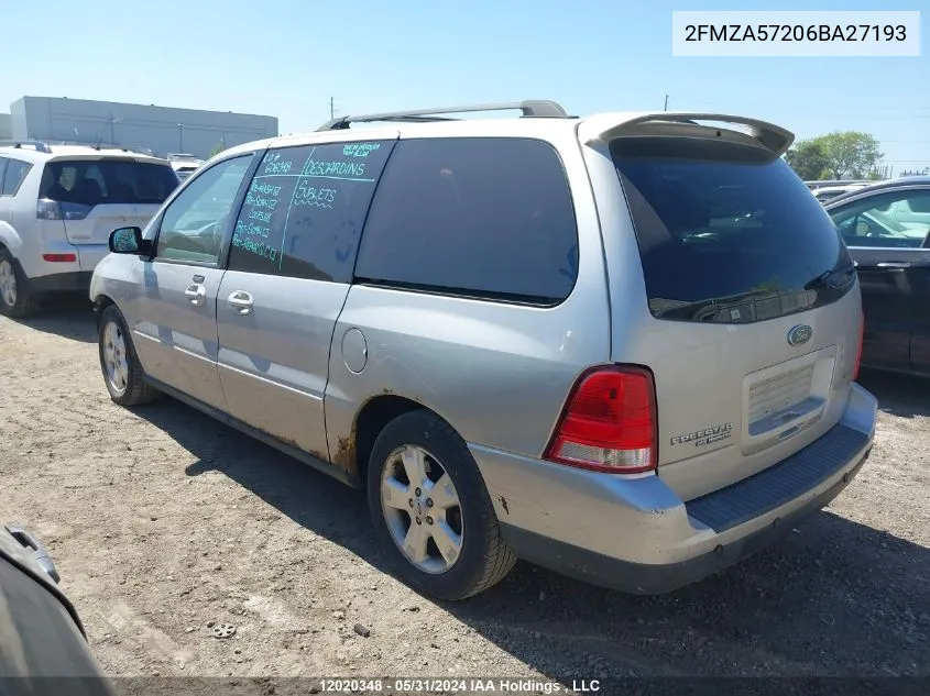 2006 Ford Freestar Sport VIN: 2FMZA57206BA27193 Lot: 12020348