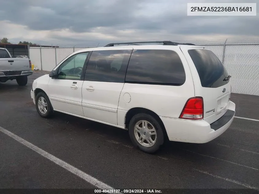 2006 Ford Freestar Sel VIN: 2FMZA52236BA16681 Lot: 40425127